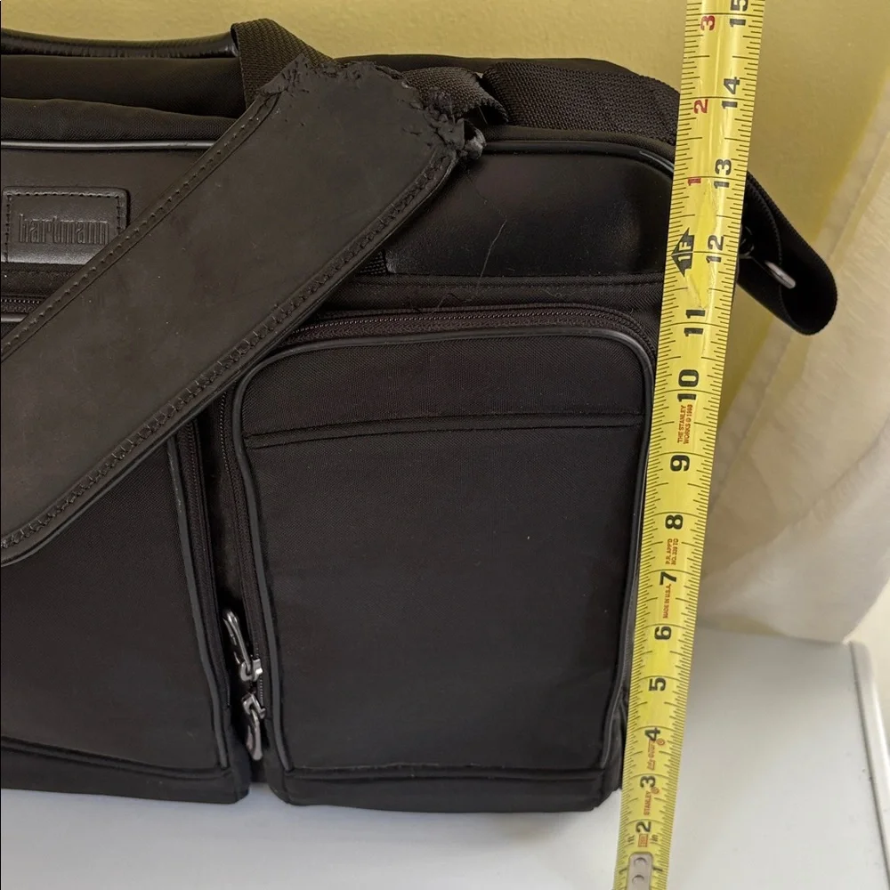 Hartmann Leather and Nylon Over Suitcase Handle Briefcase Overnighter